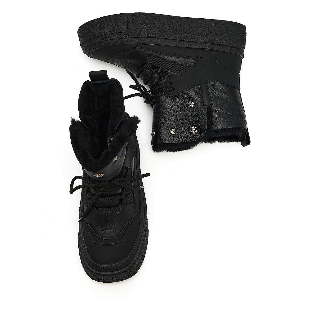 Черные дутики луноходы из гладкой кожи Respect