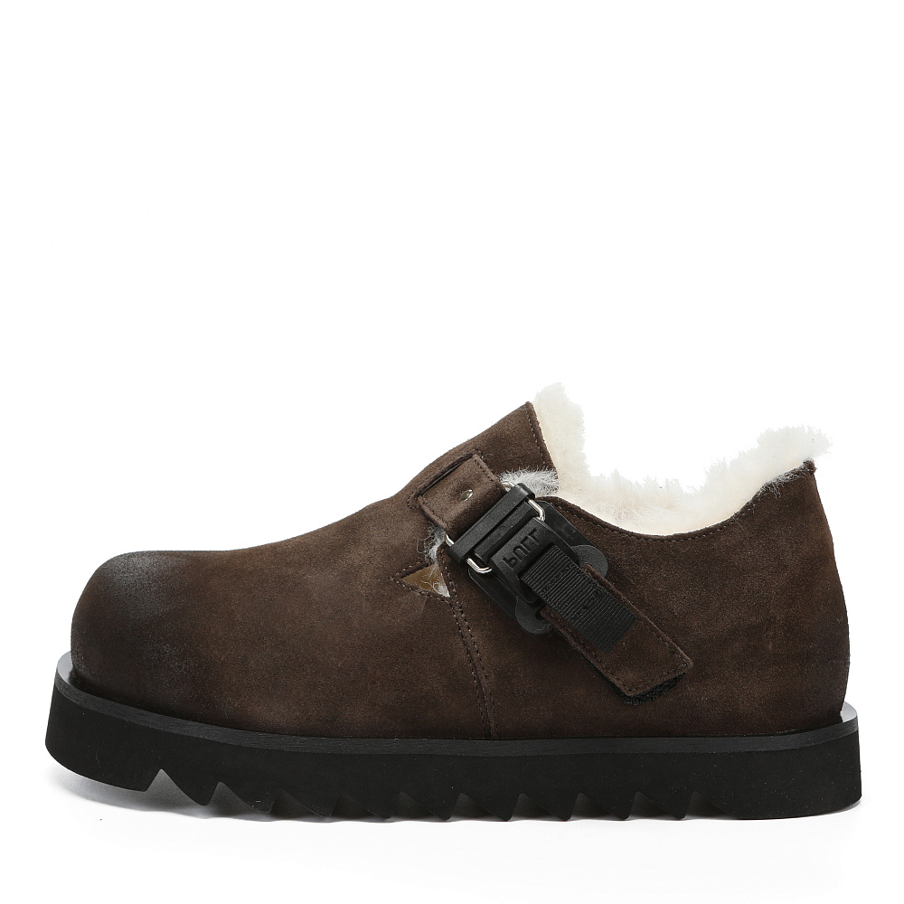 Коричневые утепленные полуботинки из бархатистого велюра Respect