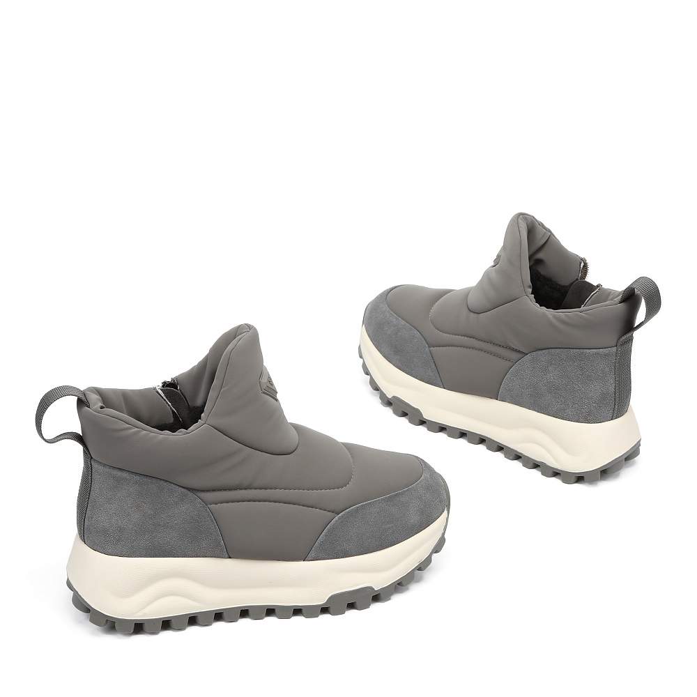 Темно-серые дутики из текстиля и кожи Respect