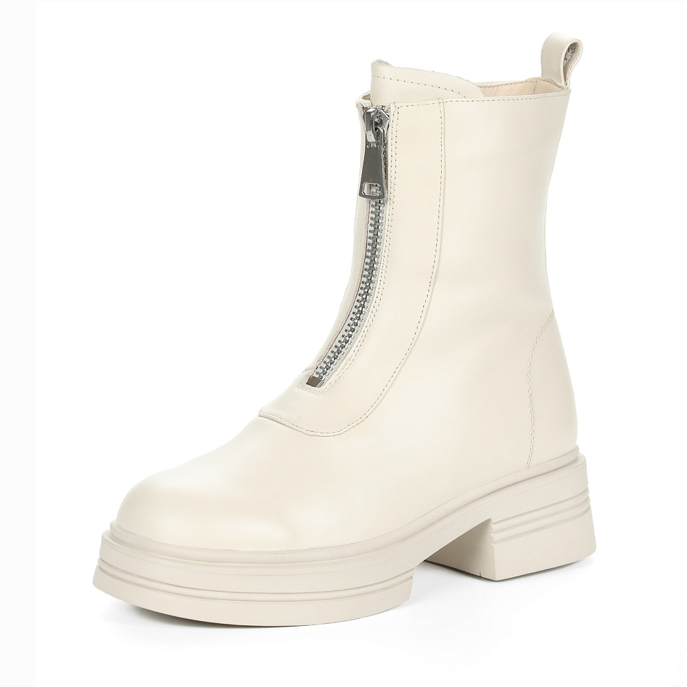 Светлые утепленные полусапоги из гладкой кожи Respect