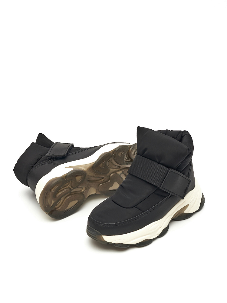 Черные дутики из экокожи и текстиля Respect