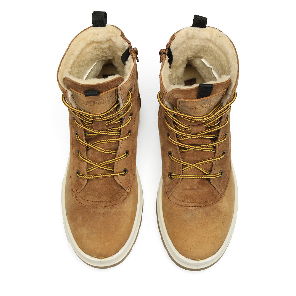 Рыжие зимние ботинки хайкеры из кожи Respect