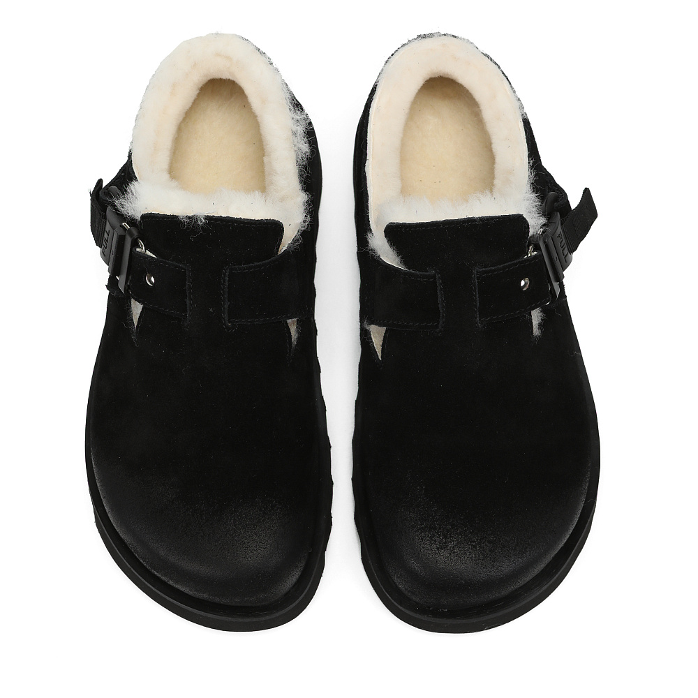 Черные утепленные полуботинки из бархатистого велюра Respect