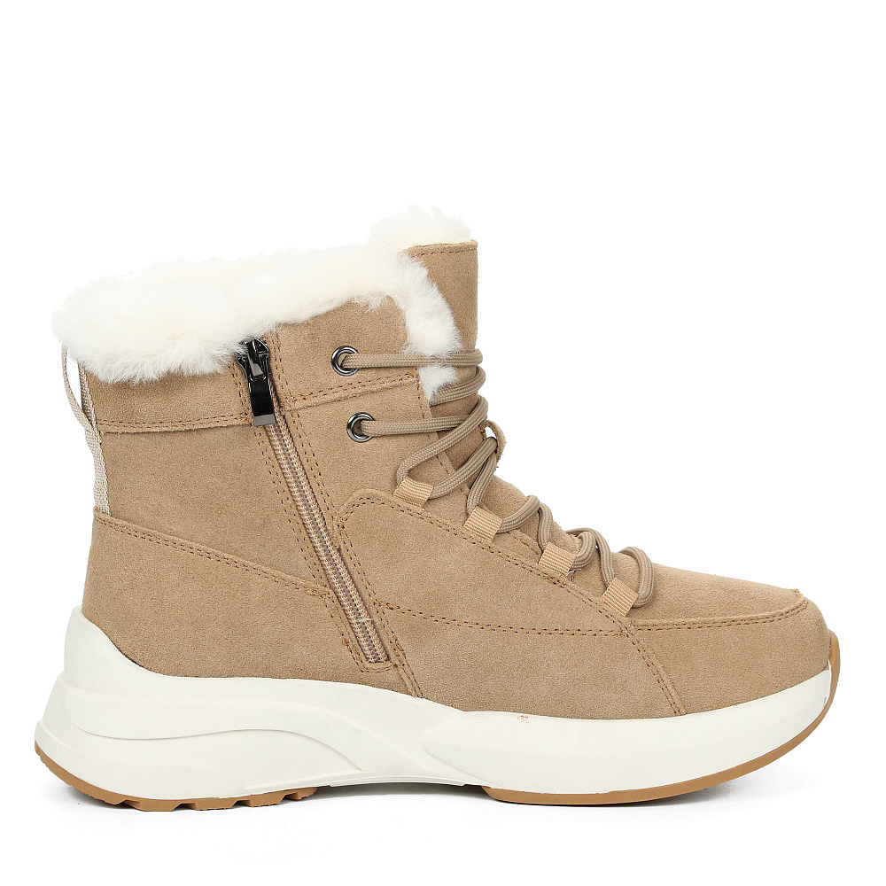 Бежевые утепленные ботинки из гидрофобного велюра Respect