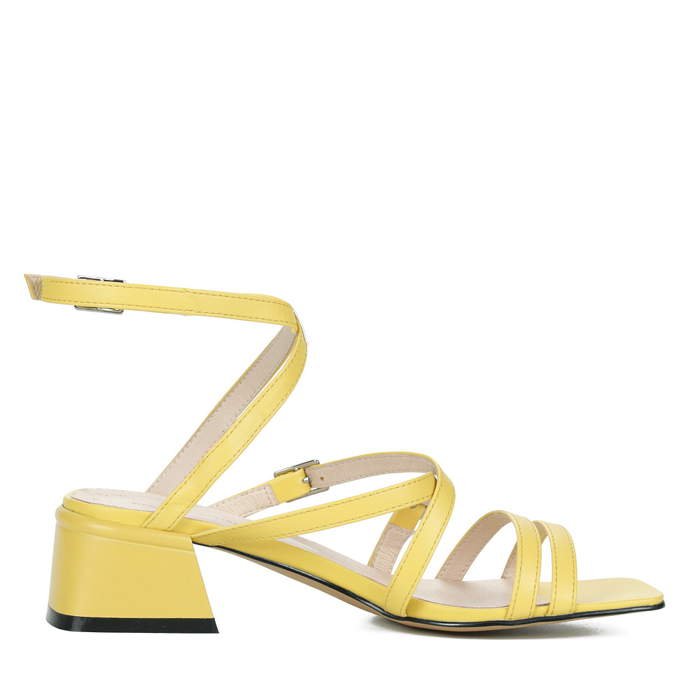 Желтые босоножки из экокожи на подкладке из экокожи на каблуке трапеция Respect