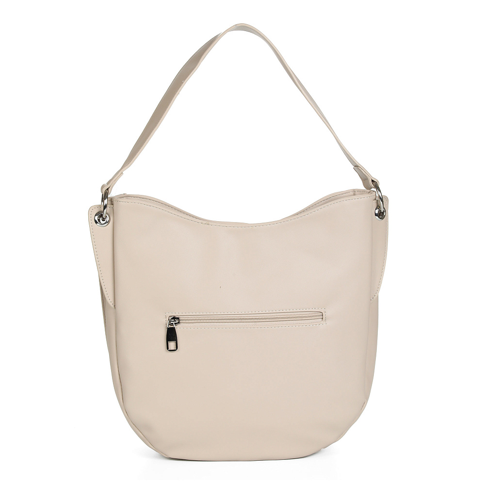 Бежевая сумка хобо из экокожи Respect