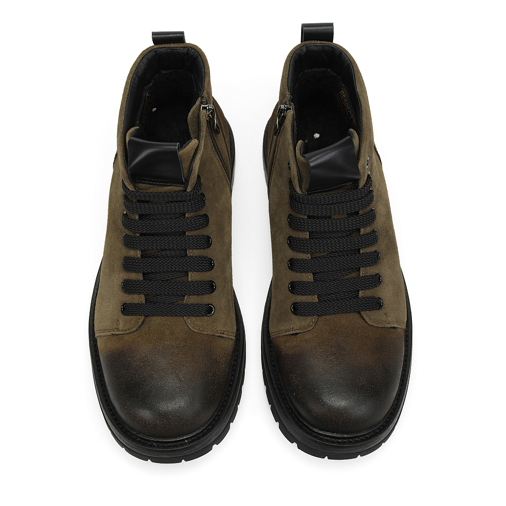 Зимние ботинки из бархатистого велюра цвета хаки RESPECT PREMIUM