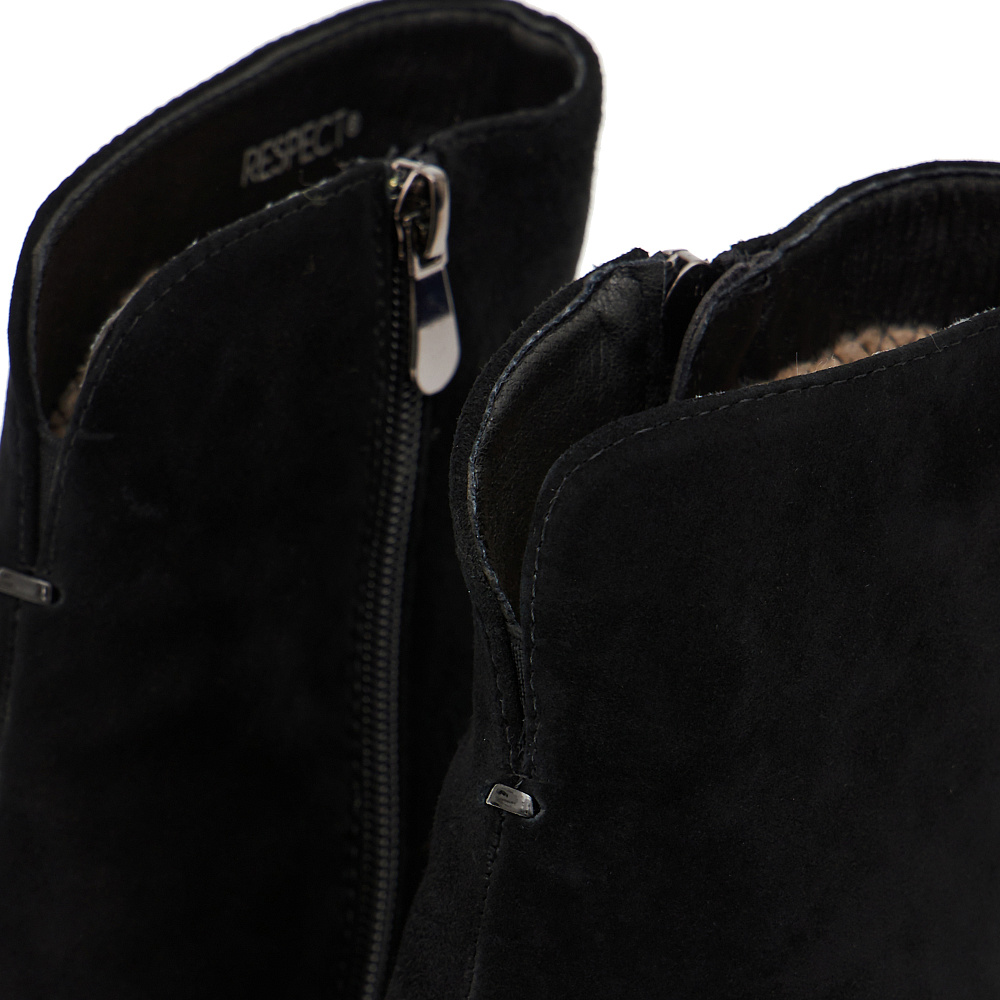 Черные зимние ботильоны из натурального велюра Respect