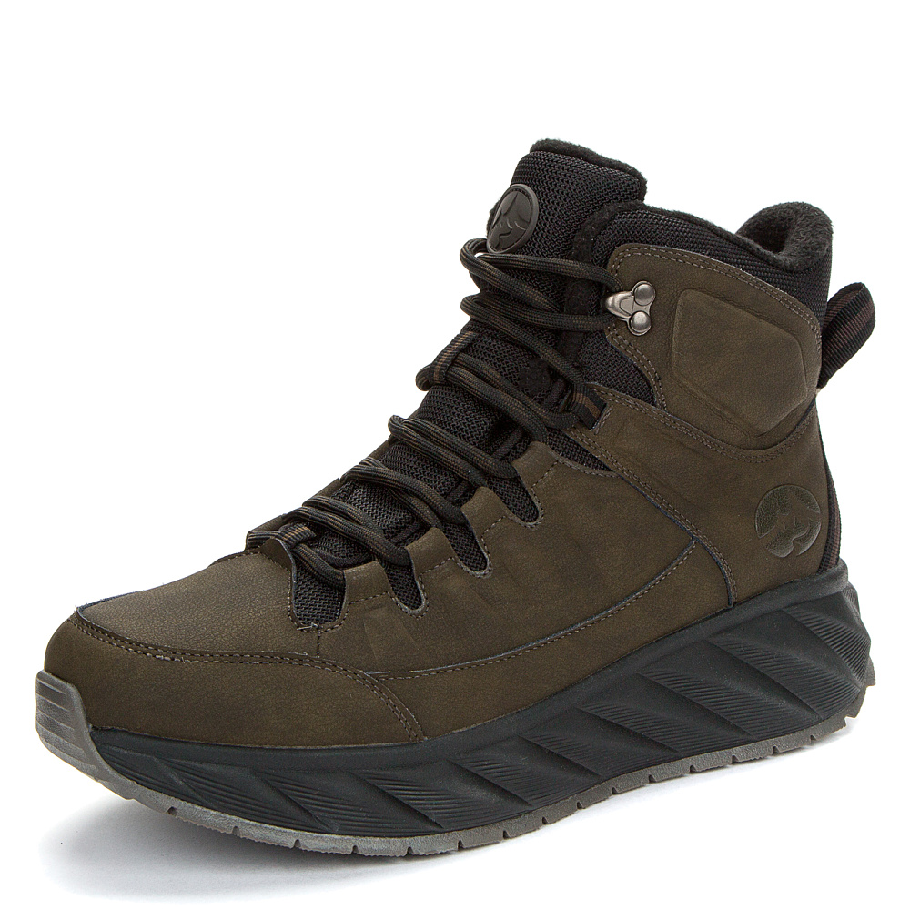 Утепленные ботинки из кожи цвета хаки GRUNBERG