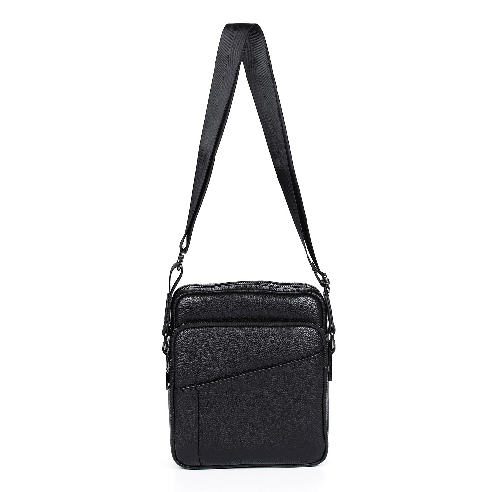 Черная сумка мессенджер из гладкой кожи Portofiano