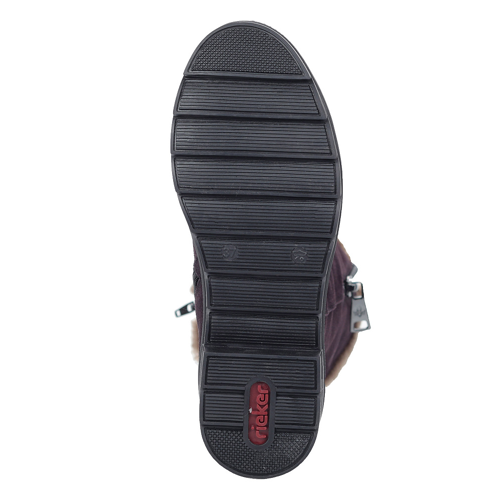 Бордовые сапоги из велюра на шерсти Rieker