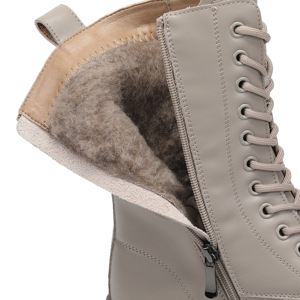 Бежевые зимние ботинки из кожи Respect