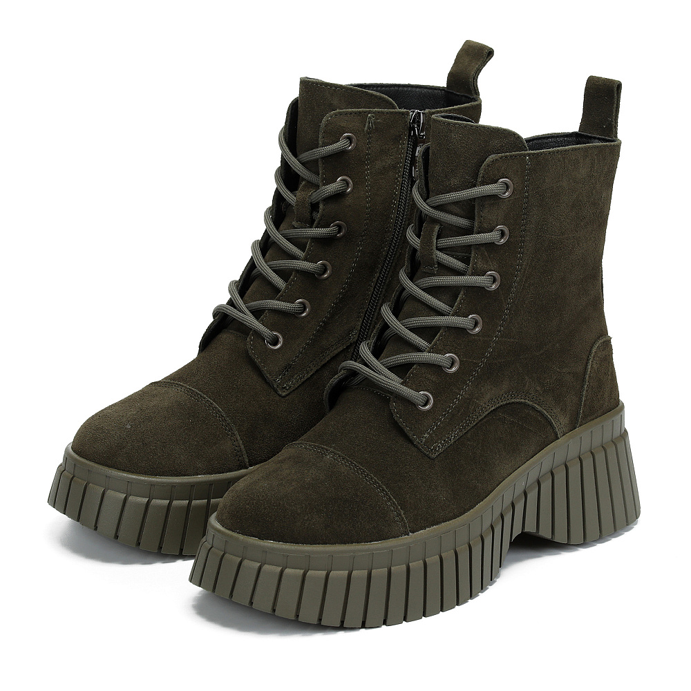 Зимние ботинки из бархатистого велюра цвета хаки Respect