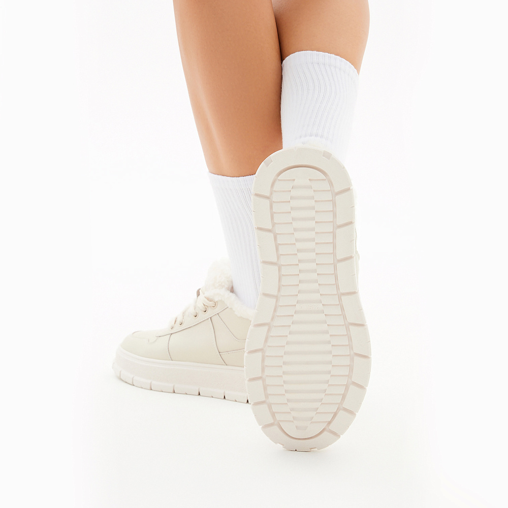 Утепленные кеды из кожи рисового цвета RSP LAB