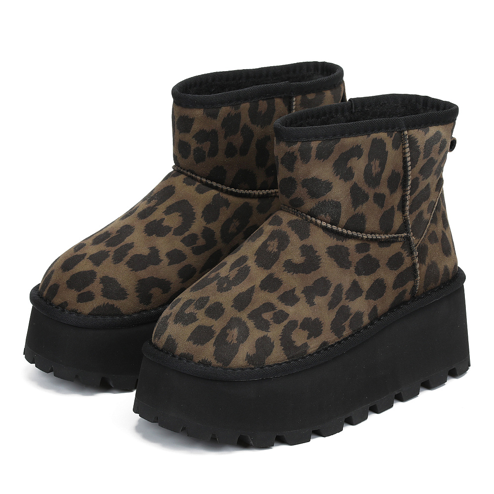 Угги из велюра с леопардовым принтом Respect