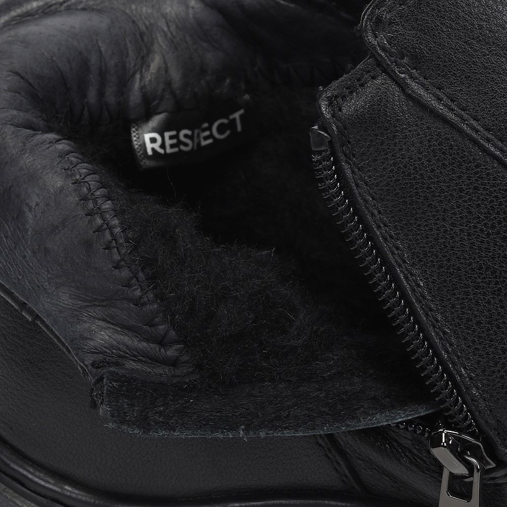 Черные зимние ботинки из гладкой кожи Respect