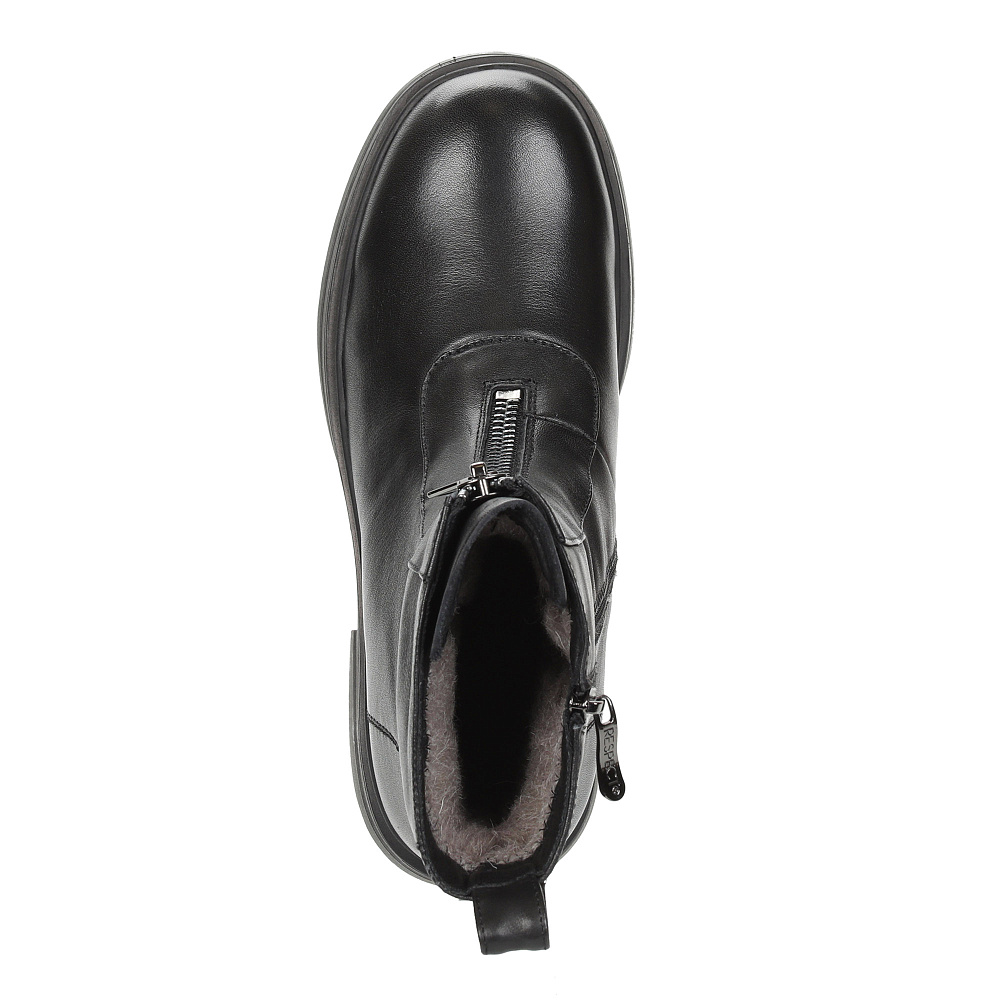 Черные утепленные полусапоги из гладкой кожи Respect