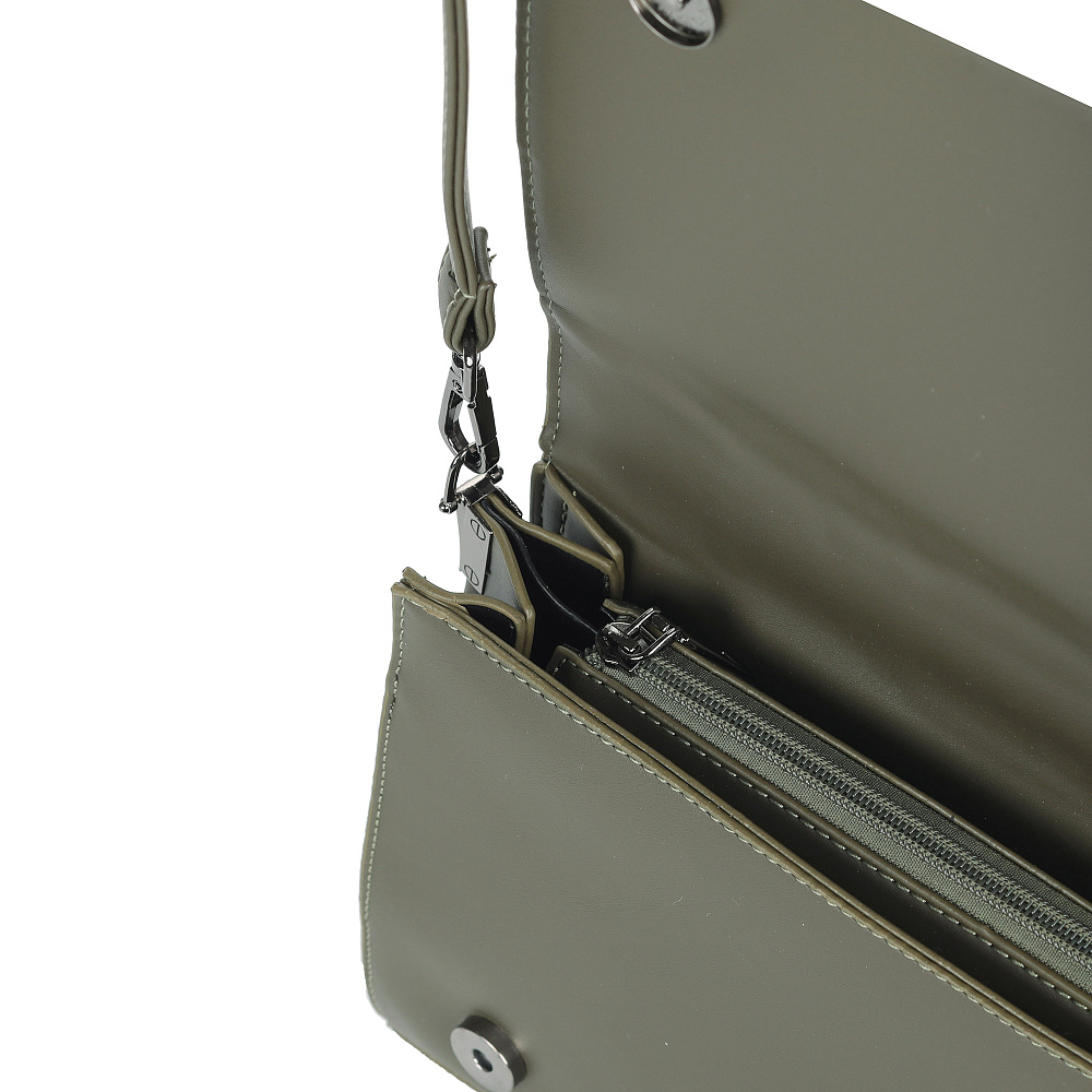 Зеленая сумка мессенджер из плетеной экокожи Respect