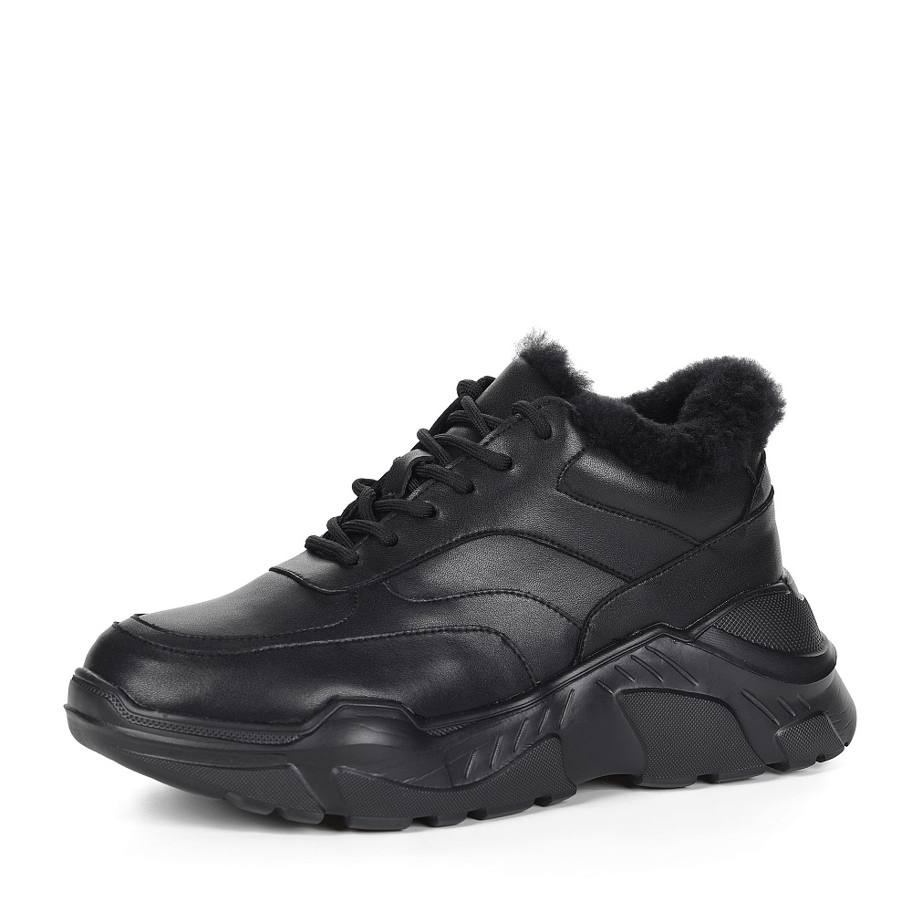 Черные кроссовки из кожи на подкладке из текстиля Respect