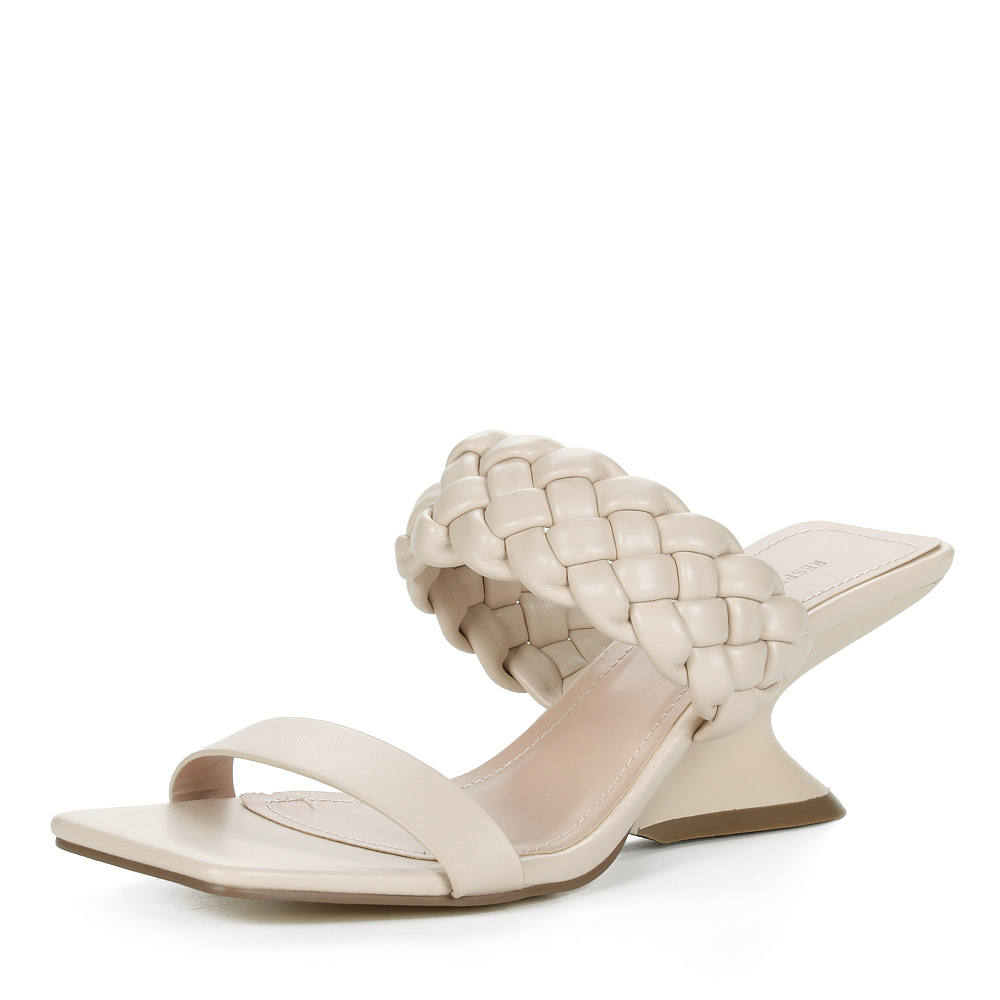 Бежевые сабо из плетеной экокожи на подкладке из экокожи Respect