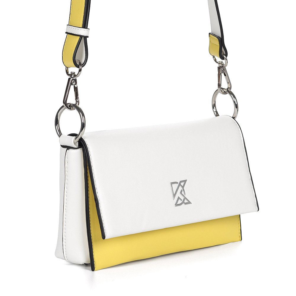 Бело-желтая сумка из экокожи с дополнительной ручкой KEDDO