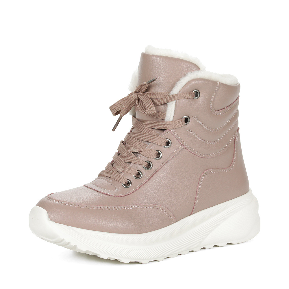 Розовые кеды из кожи на подкладке из натуральной шерсти GRUNBERG