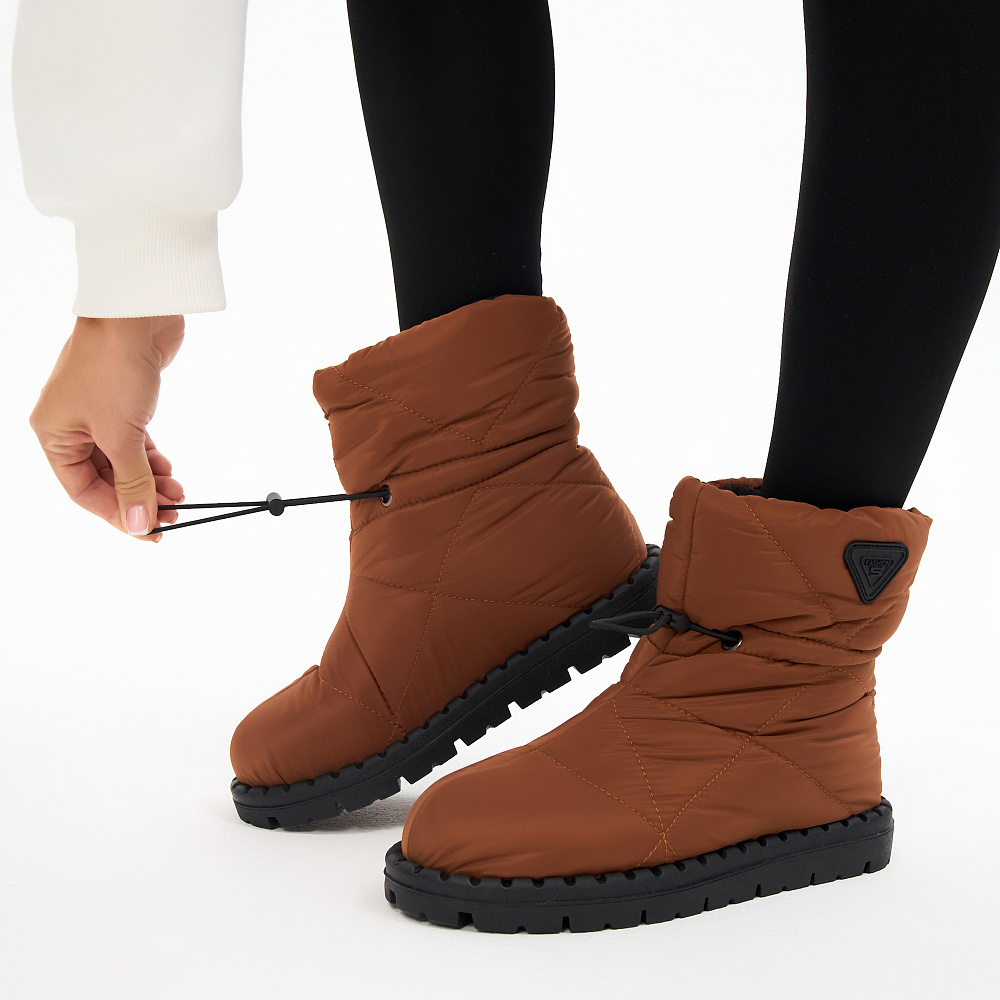 Рыжие утепленные дутики из текстиля Respect