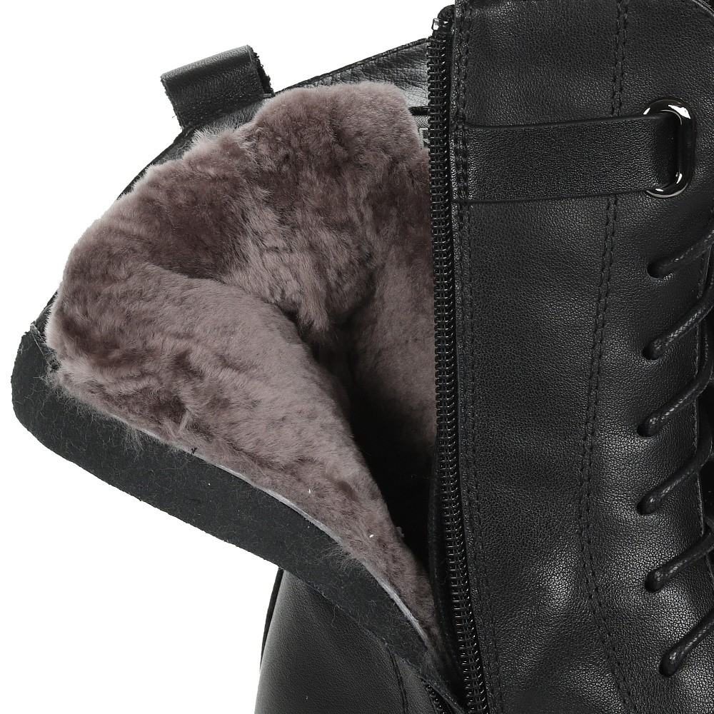 Черные зимние ботинки из гладкой кожи Respect