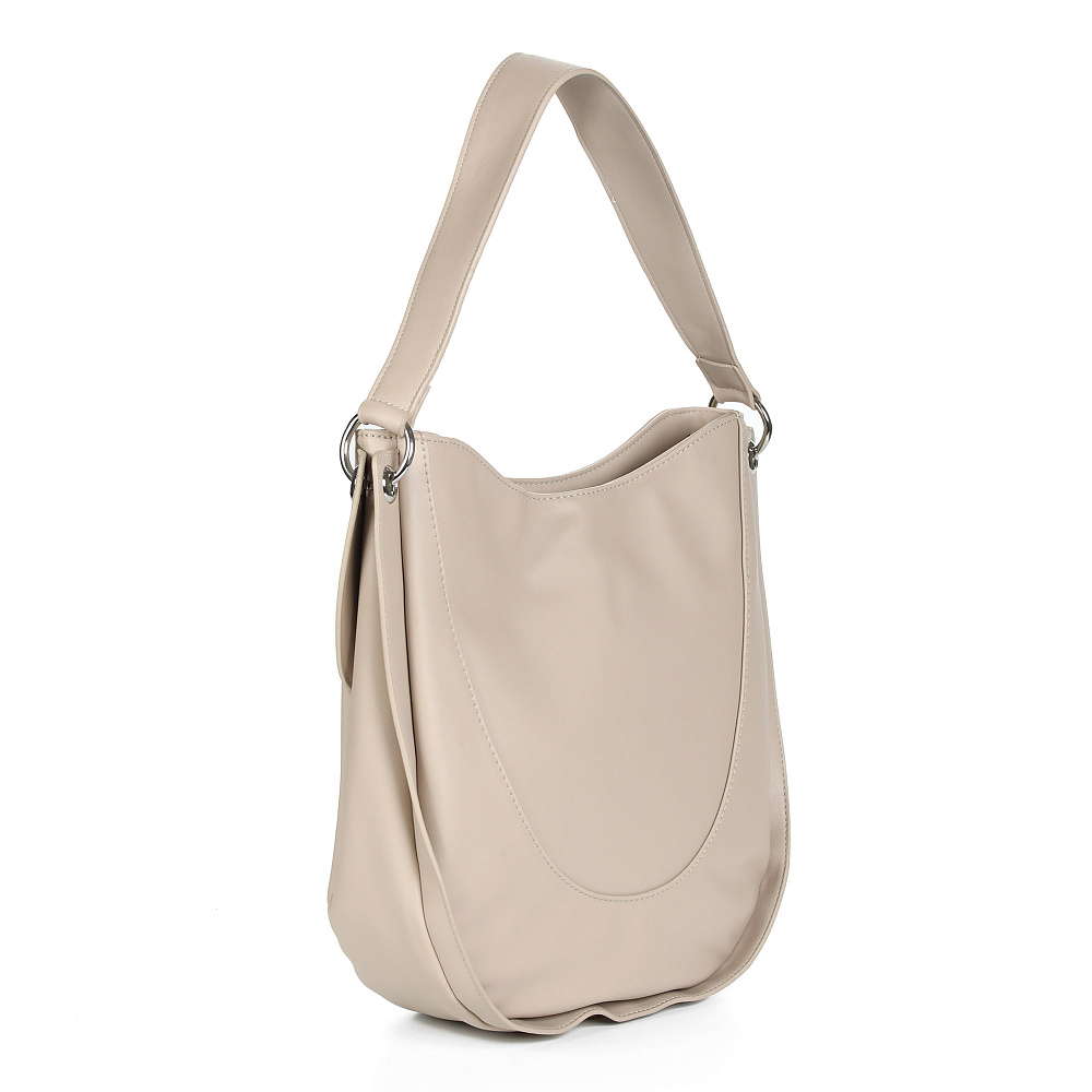 Бежевая сумка хобо из экокожи Respect