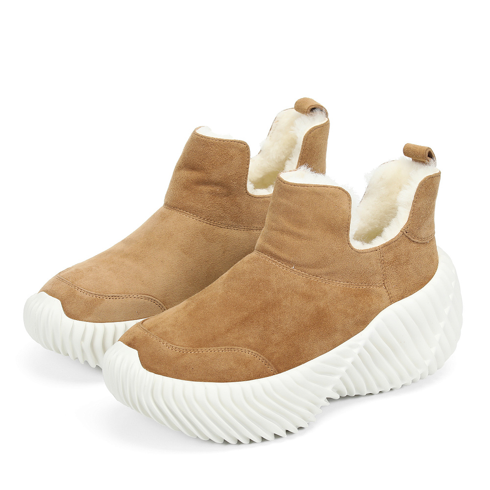 Бежевые зимние ботинки из натурального велюра RESPECT PREMIUM