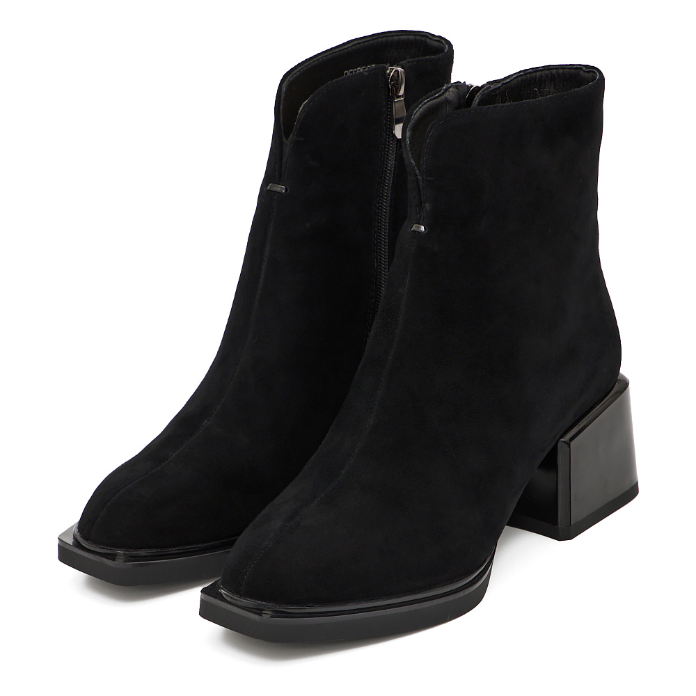 Черные зимние ботильоны из натурального велюра Respect