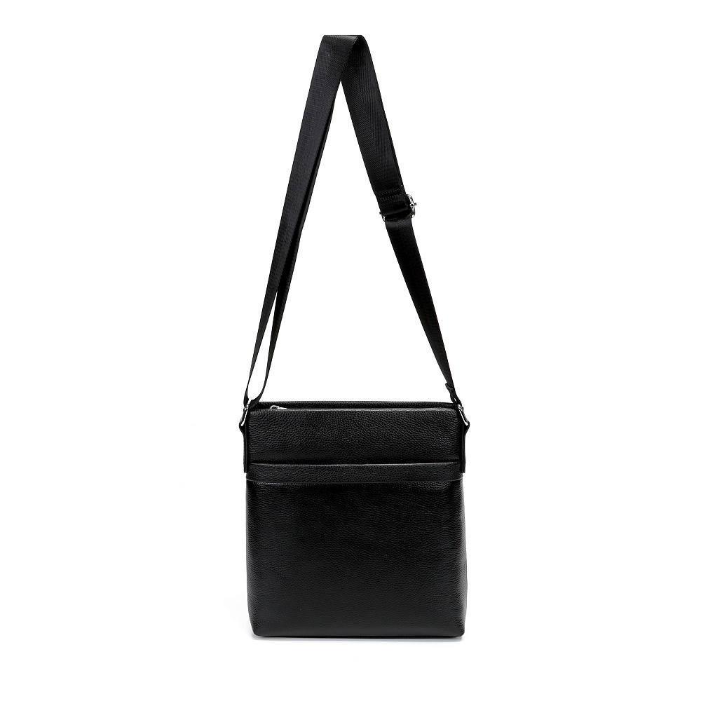 Черная сумка планшет из гладкой кожи Respect