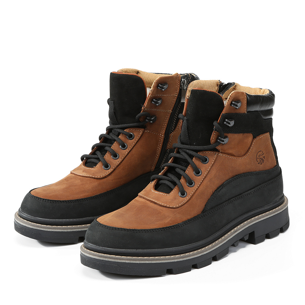 Черно-рыжие зимние ботинки из кожи Respect