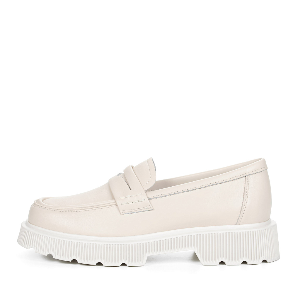 Бежевые пенни-лоферы из кожи без подкладки на тракторной подошве Respect