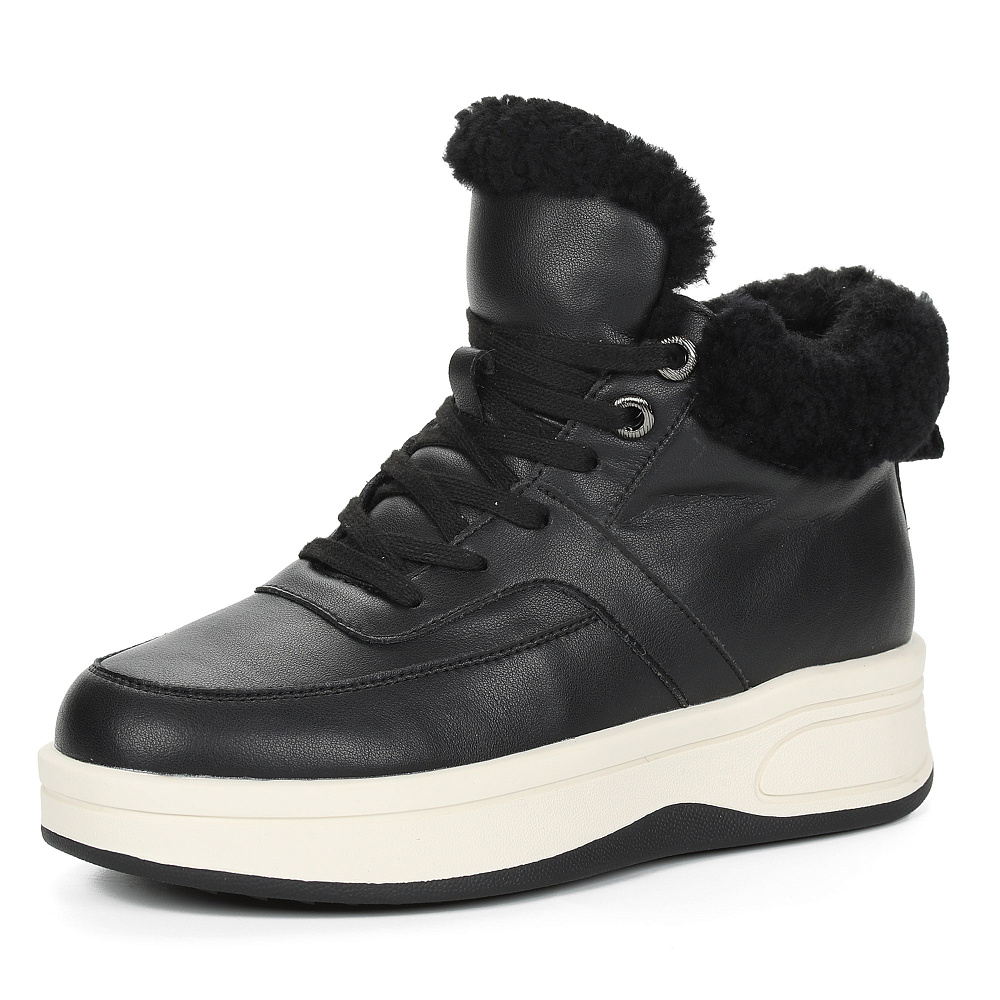 Черные утепленные кеды из кожи Respect