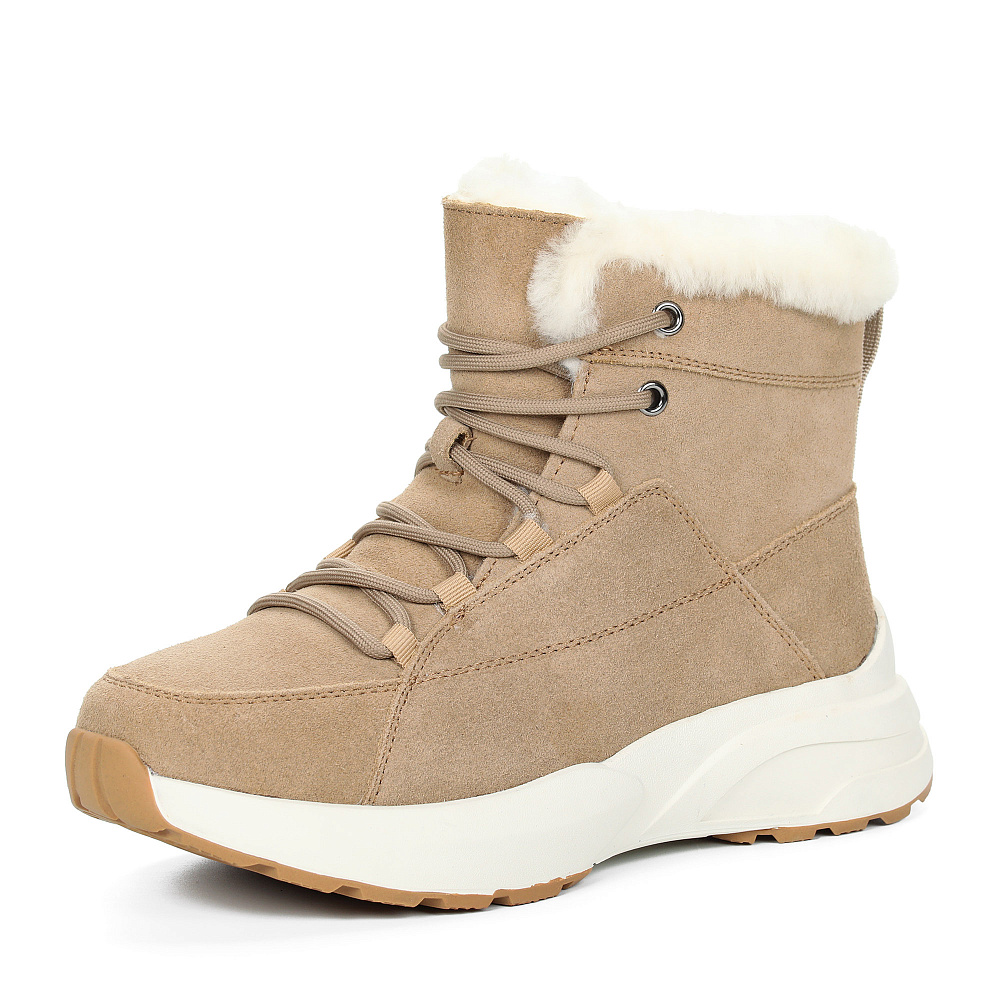 Бежевые утепленные ботинки из гидрофобного велюра Respect