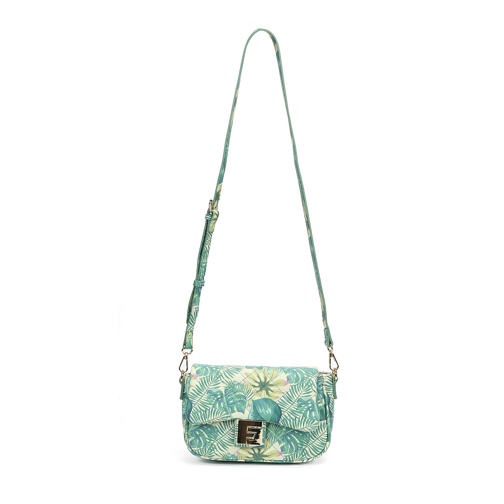 Зеленая сумка мессенджер из экокожи с принтом Respect