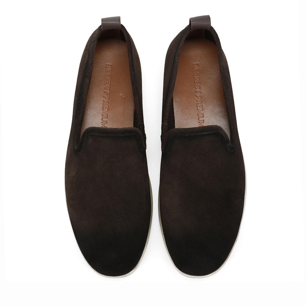 Коричневые слипоны из бархатистого велюра RESPECT PREMIUM