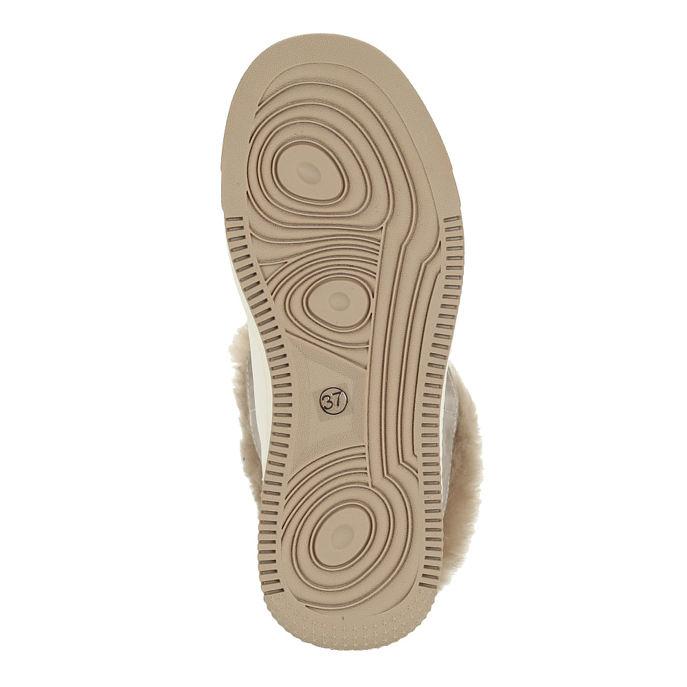 Бежевые кеды из комбинированных материалов на подкладке из натуральной шерсти на утолщенной подошве Respect