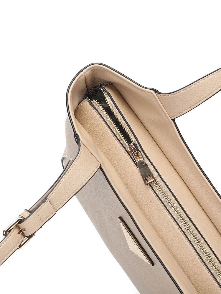 Бежевая сумка сэтчел из экокожи Respect