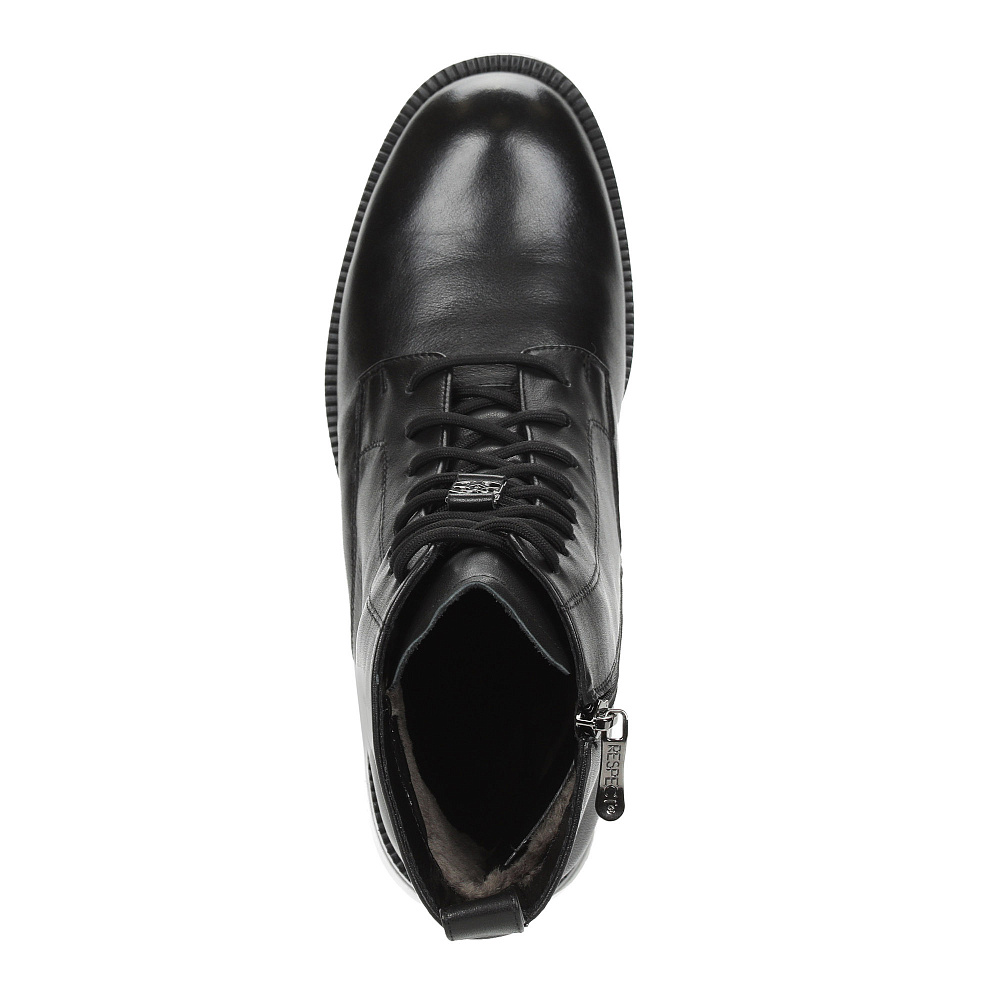 Черные зимние ботинки из гладкой кожи Respect