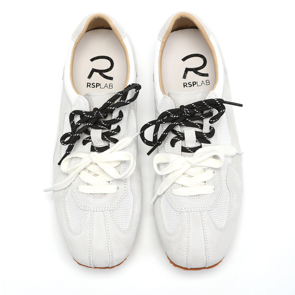 Кеды из бархатистого велюра и текстиля рисового цвета RSP LAB