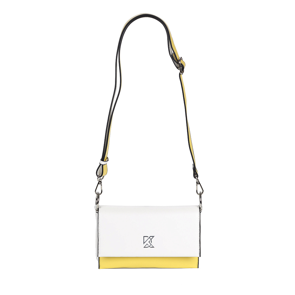 Бело-желтая сумка из экокожи с дополнительной ручкой KEDDO