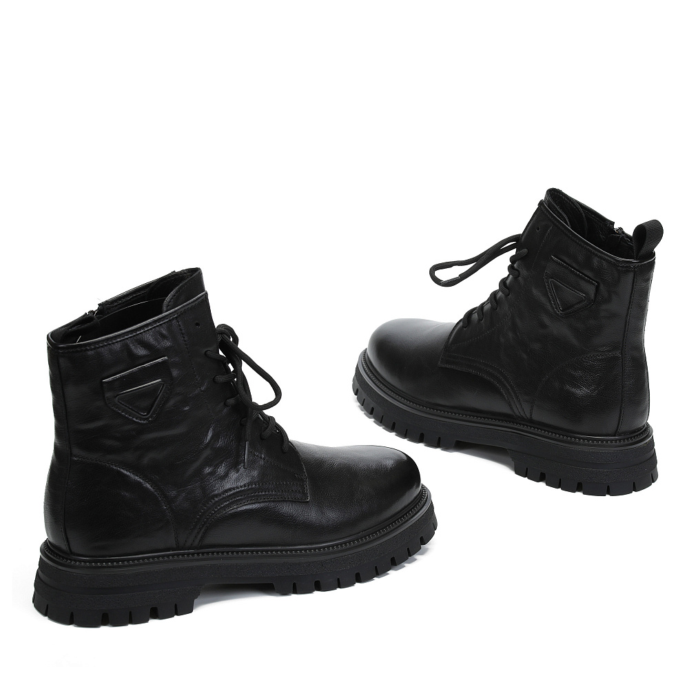 Черные зимние ботинки из гладкой кожи Respect