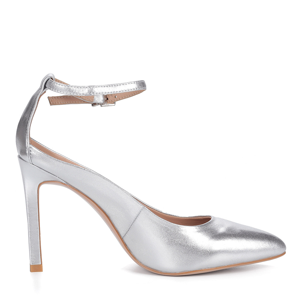 Серебряные открытые туфли из кожи CorsoComo