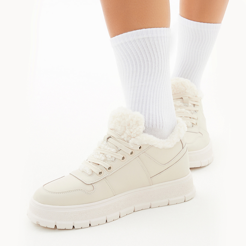 Утепленные кеды из кожи рисового цвета RSP LAB