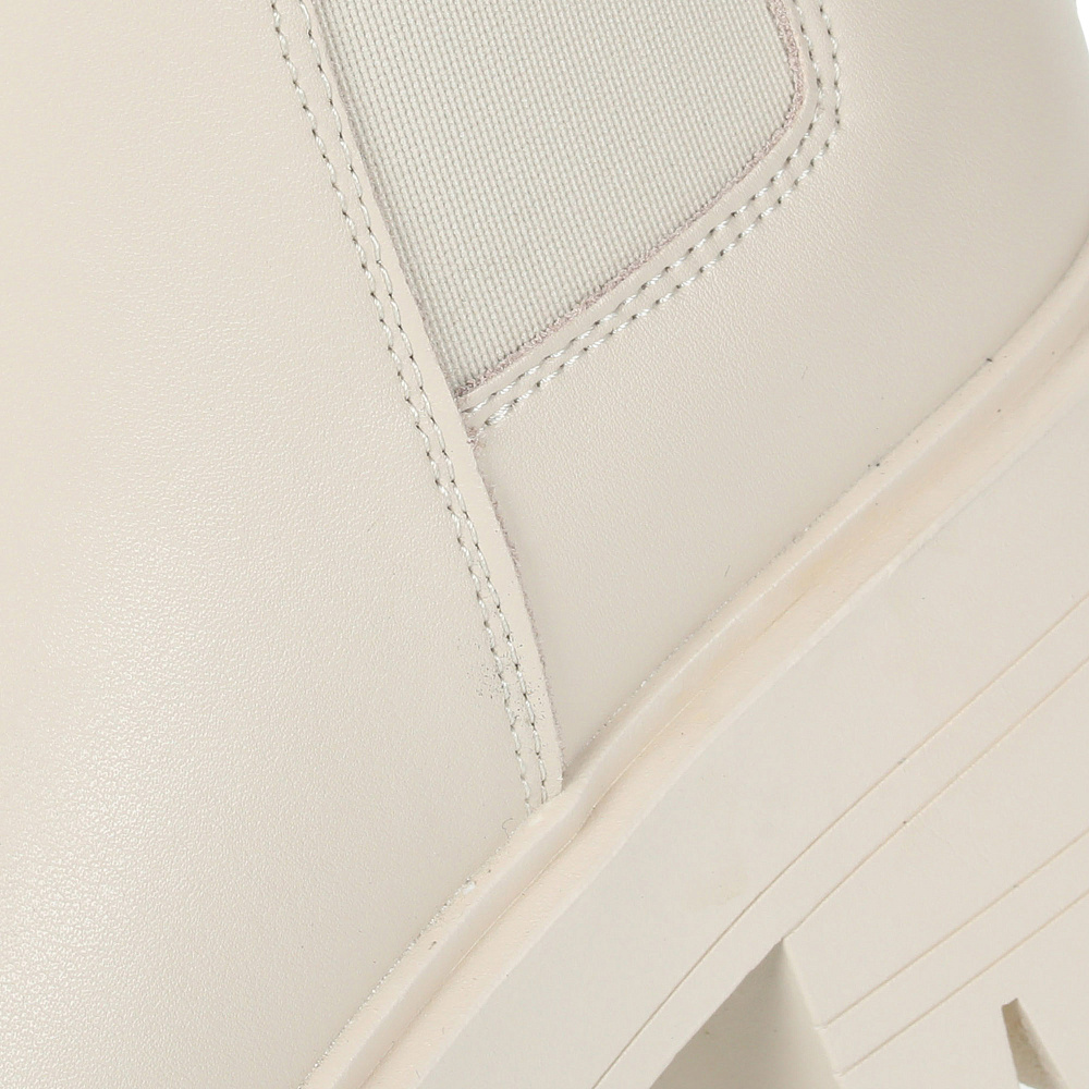 Бежевые утепленные челси из кожи Respect