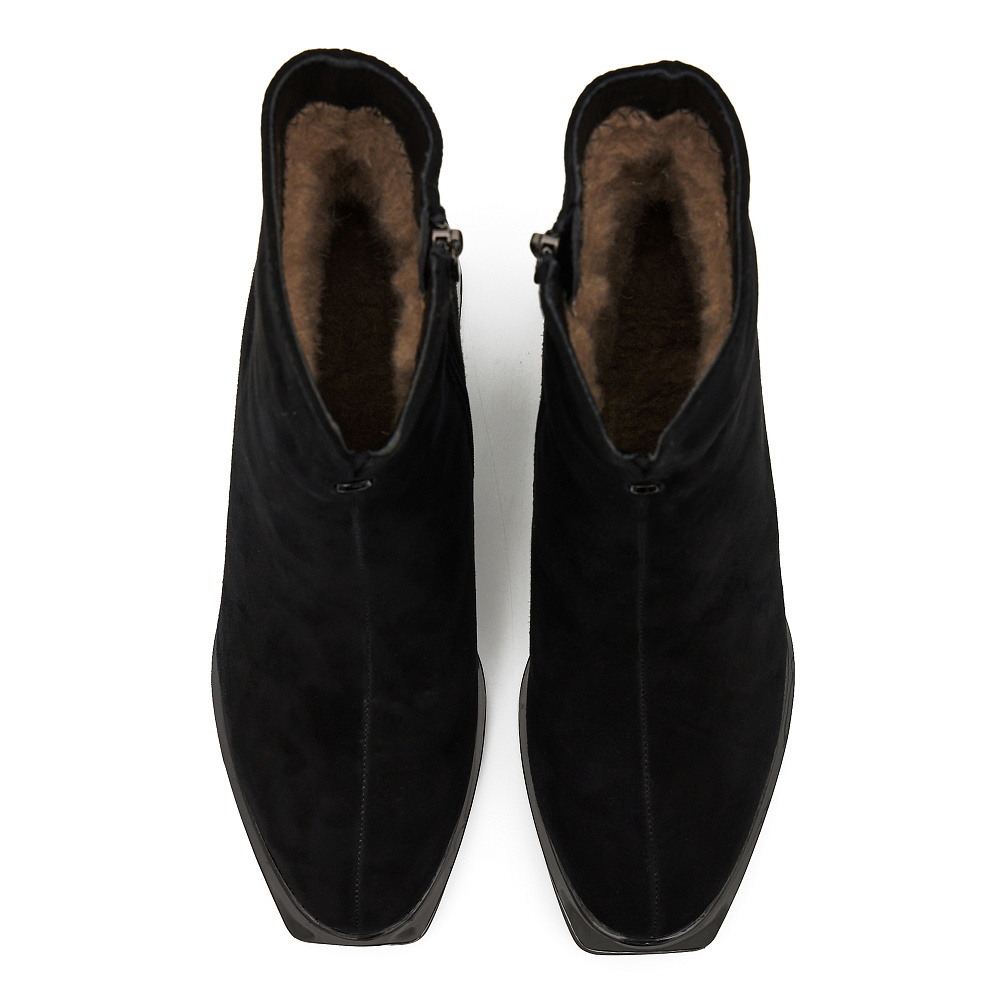 Черные зимние ботильоны из натурального велюра Respect
